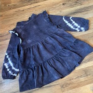 Navy and White Tie-Dye Kids Dress